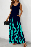 Casual Geometric Print Pocket U Neck Printed Dresses
