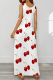 Casual Fruit Print Pocket U Neck Printed Dresses