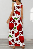Casual Fruit Print Pocket U Neck Printed Dresses