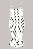 Sexy Polka Dot Patchwork Backless Spaghetti Strap Sling Plus Size Dresses