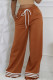 Casual Stripe Draw String Pocket Patchwork Contrast Loose Mid Waist Wide Leg Patchwork Bottoms
