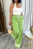 Casual Striped Print Basic Regular High Waist Conventional Positioning Print Trousers