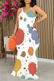 Sexy Gradient Print Contrast U Neck Printed Dresses