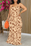 Sexy Floral Print Contrast V Neck Printed Dresses