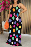 Sexy Floral Print Contrast V Neck Printed Dresses