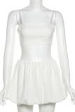 Sexy Solid Color Patchwork Backless Spaghetti Strap Sleeveless Two Pieces