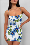 Sexy Flowers Print Contrast Printed Dresses