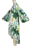 Casual Print Patchwork Cardigan Collar Outerwear
