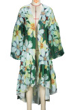 Casual Print Patchwork Cardigan Collar Outerwear