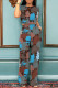 Casual Colorblock Print Pocket Contrast O Neck Short Sleeve Two Pieces