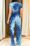 Casual Print Pocket Patchwork O Neck Short Sleeve Two Pieces