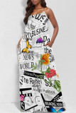 Sexy Butterfly Print Letter Print U Neck Printed Dresses