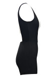 Sexy Hollow Out Patchwork Backless Contrast U Neck Skinny Rompers