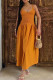 Elegant Solid Color Patchwork Backless Ruched Spaghetti Strap Sling Dresses