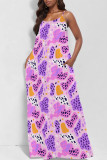Sexy Floral Print Pocket V Neck Printed Dresses