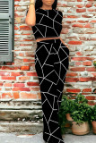Casual Daily Print Stripe Pocket O Neck Short Sleeve Two Pieces