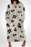 Casual Geometric Print Flowers Print Pocket Contrast V Neck Printed Plus Size Dresses