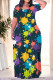 Casual Geometric Print Floral Print Contrast O Neck Printed Plus Size Dresses