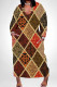 Casual Print Pocket Patchwork V Neck Straight Plus Size Dresses