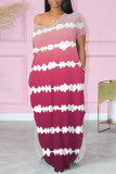 Casual Striped Print Pocket Contrast V Neck Printed Dresses