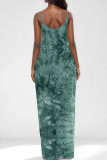 Sexy Gradient Color Pocket Patchwork Backless Spaghetti Strap Sling Dresses
