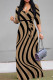Elegant Print Patchwork Strap Design V Neck Long Dresses
