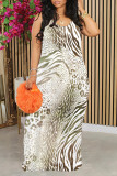 Sexy Leopard Print Flowers Contrast U Neck Printed Dresses