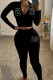 Street Digital Patchwork Zipper Zipper Collar Long Sleeve Two Pieces