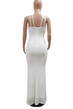 Elegant Hollow Out Patchwork Backless Zipper Spaghetti Strap Sling Dresses