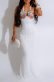 Elegant Hollow Out Patchwork Backless Zipper Spaghetti Strap Sling Dresses
