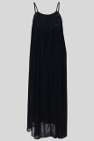 Sexy Solid Color Pocket Patchwork Backless Spaghetti Strap Sling Dresses