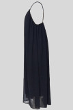 Sexy Solid Color Pocket Patchwork Backless Spaghetti Strap Sling Dresses