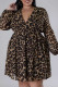Elegant Leopard Print Patchwork V Neck A Line Plus Size Dresses