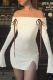 Sexy Solid Color Patchwork Backless Slit Strap Design Off Shoulder Wrapped Skirt Dresses