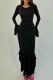 Elegant Solid Color Patchwork Strap Design Ruffled Trim O Neck Long Dresses
