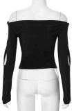 Street Solid Color Patchwork Backless Off Shoulder Tops