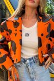 Street Print Patchwork Cardigan Collar Outerwear