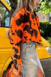 Street Print Patchwork Cardigan Collar Outerwear