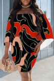 Sexy Geometric Print Chain print Contrast Off Shoulder Printed Dresses
