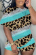 Casual Leopard Print Basic O Neck Short Sleeve Two Pieces
