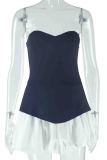 Sexy Patchwork Backless Contrast Strapless A Line Dresses