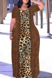 Casual Print Basic O Neck Long Plus Size Dresses