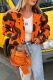 Street Print Patchwork Cardigan Collar Outerwear