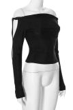 Street Solid Color Patchwork Backless Off Shoulder Tops
