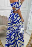 Sexy Print Hollow Out Patchwork Backless Off Shoulder Long Dresses