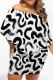 Sexy Print Patchwork Backless Off Shoulder Wrapped Skirt Plus Size Dresses