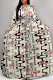 Casual Street Geometric Print Polka Dot Lace Up Contrast O Neck Printed Dresses