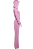 Casual Solid Color Patchwork Zipper Zipper Collar Long Sleeve Two Pieces