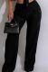 Casual Solid Color Pocket Buttons Patchwork Zipper Loose Mid Waist Wide Leg Patchwork Bottoms