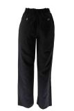 Casual Solid Color Pocket Buttons Patchwork Zipper Loose Mid Waist Wide Leg Patchwork Bottoms